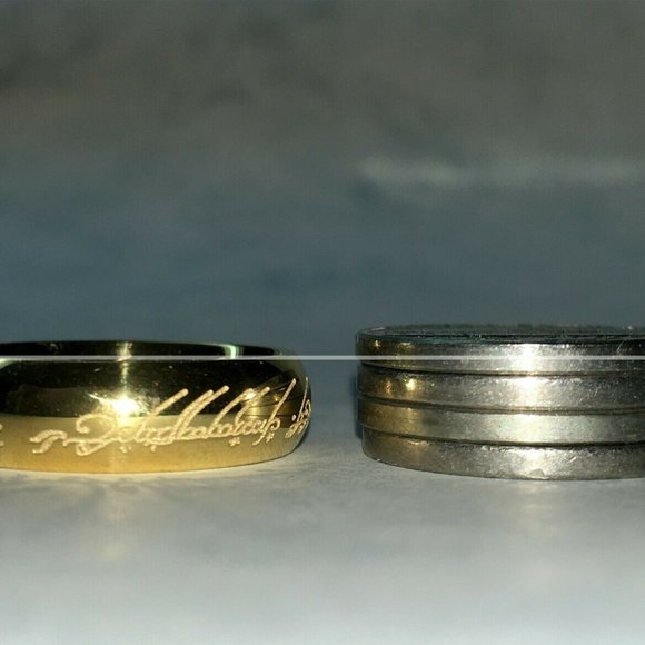 6mm Lord of the Rings LOTR 18K Gold Plated Engraved Stainless Steel Unisex Gift - Picture 8 of 9